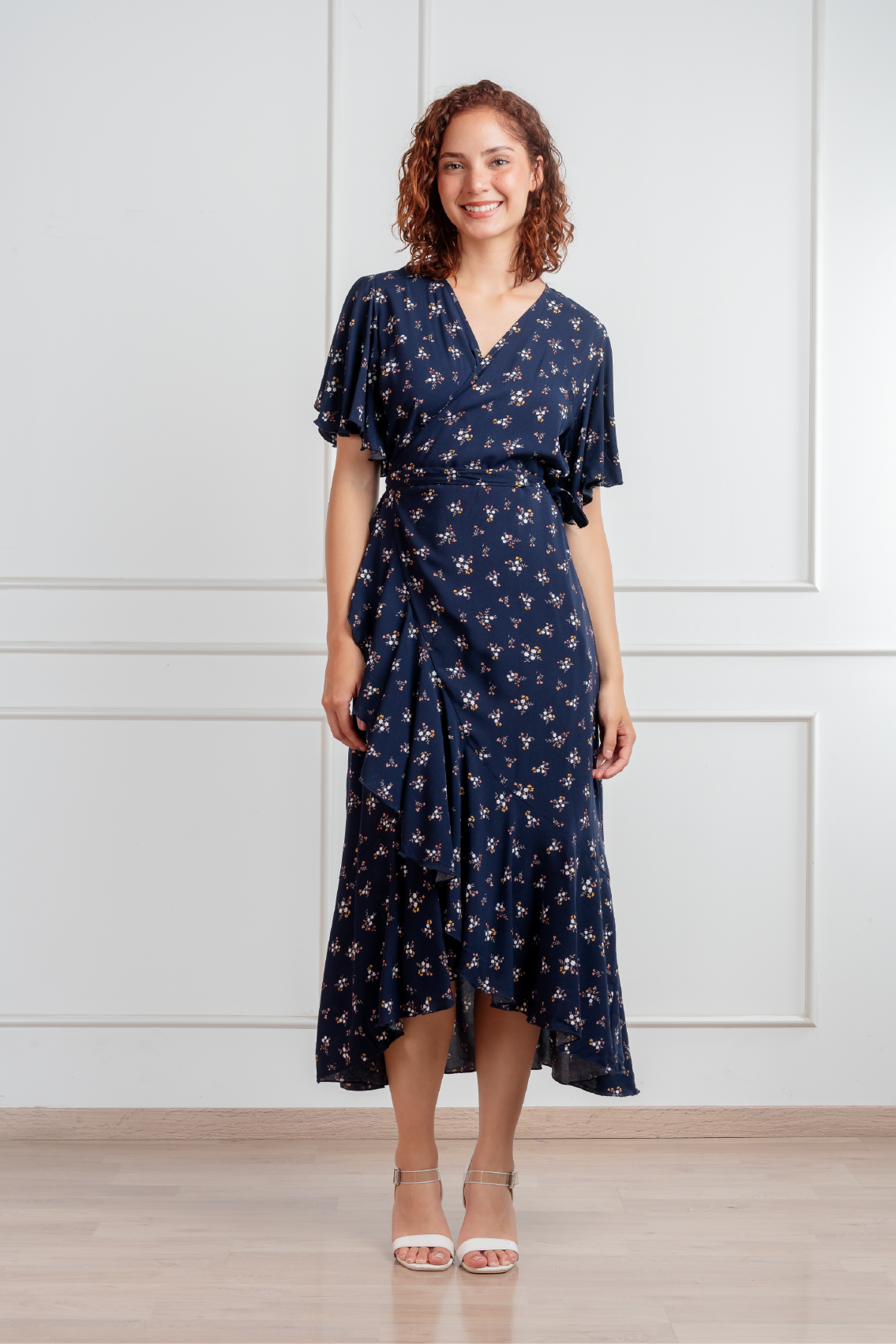 Vestido Valentina manga corta chalis