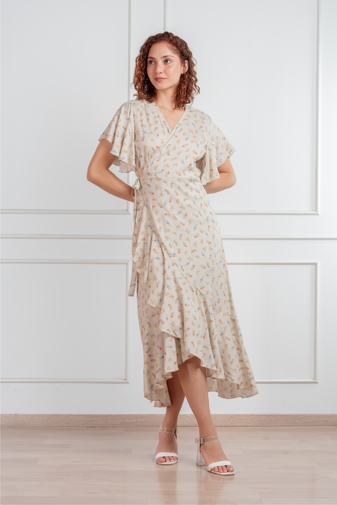 Vestido Valentina manga corta chalis