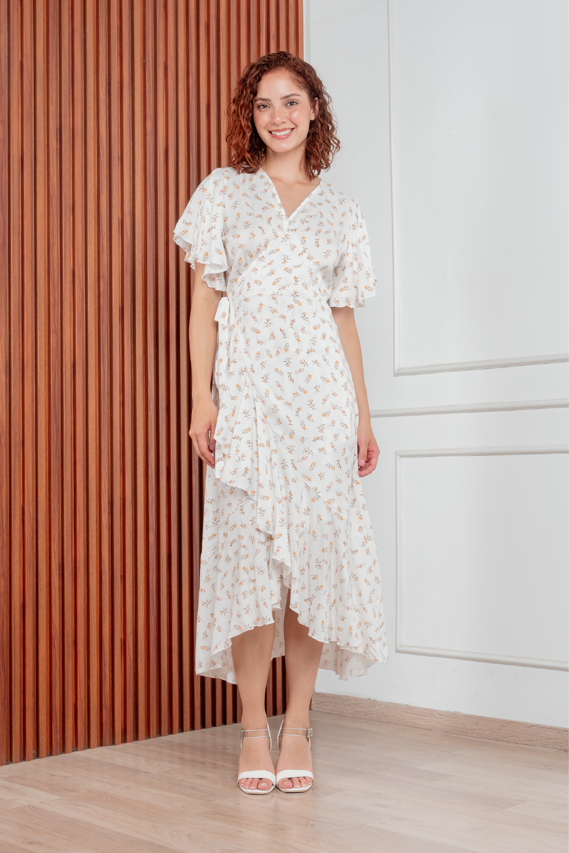 Vestido Valentina manga corta chalis