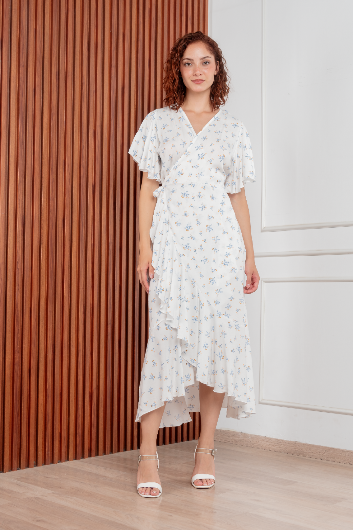 Vestido Valentina manga corta chalis