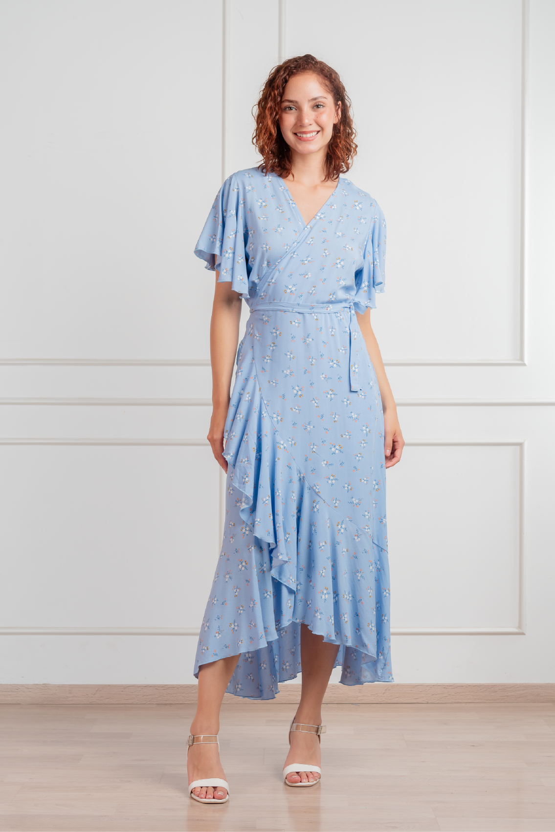 Vestido Valentina manga corta chalis
