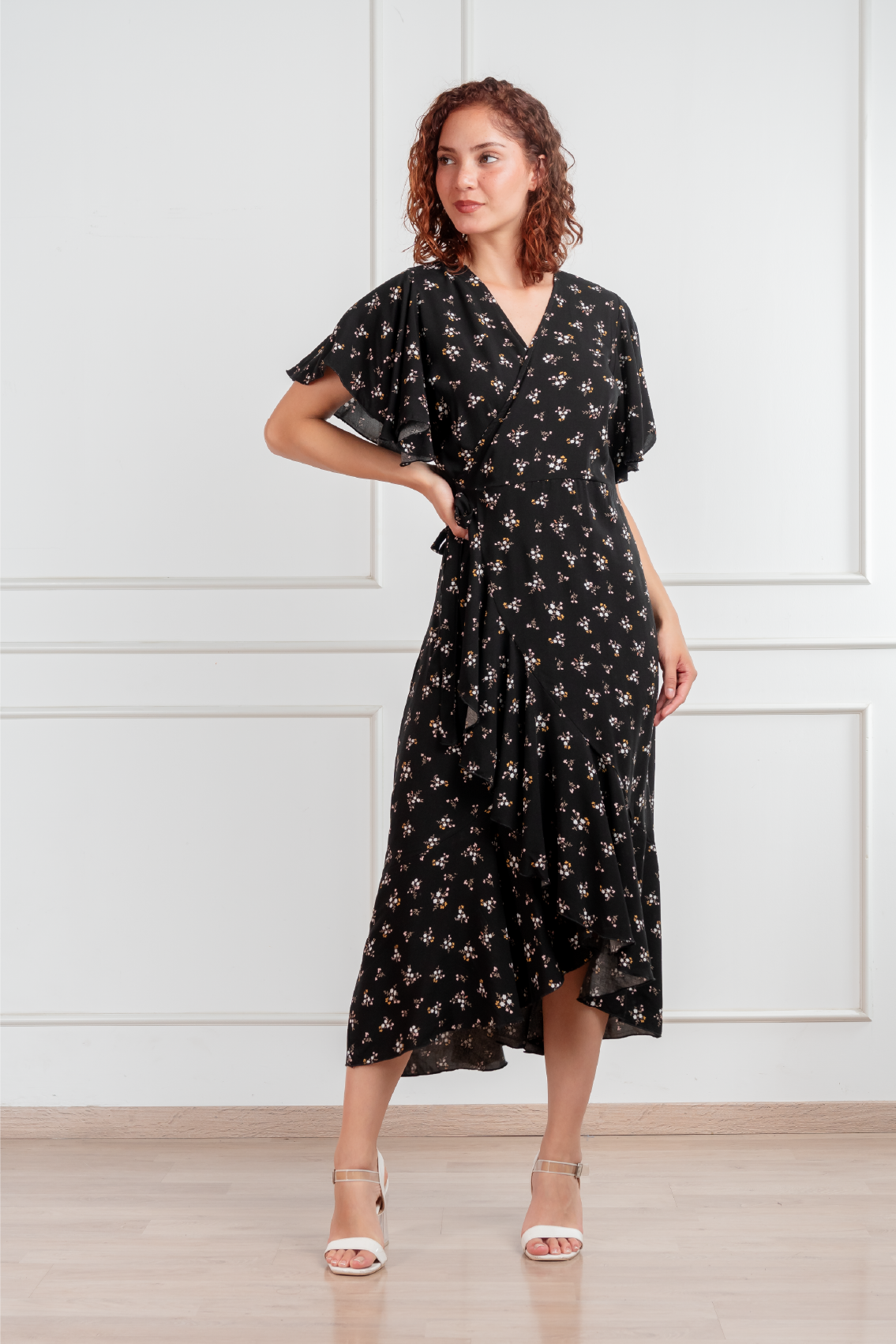 Vestido Valentina manga corta chalis