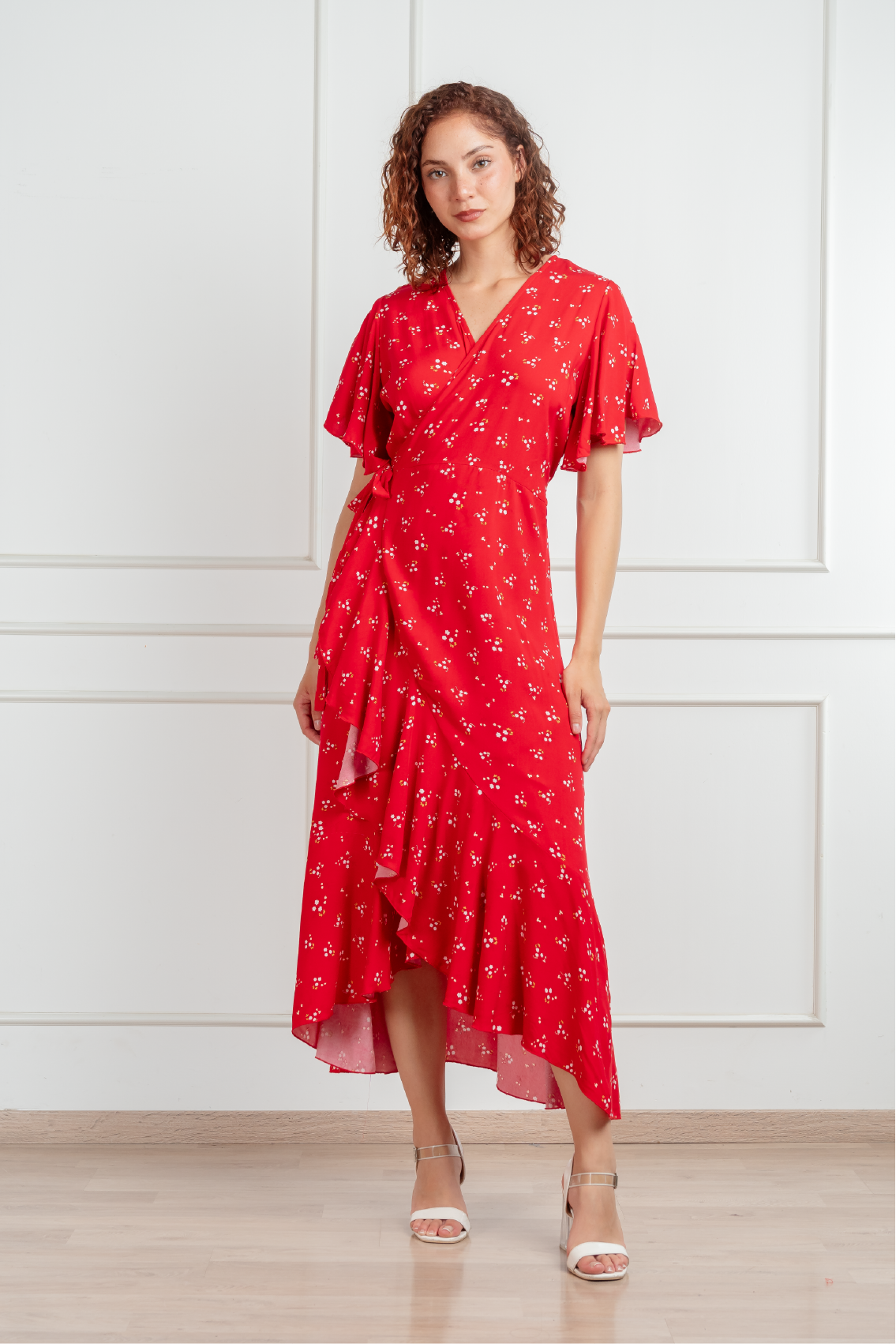 Vestido Valentina manga corta chalis