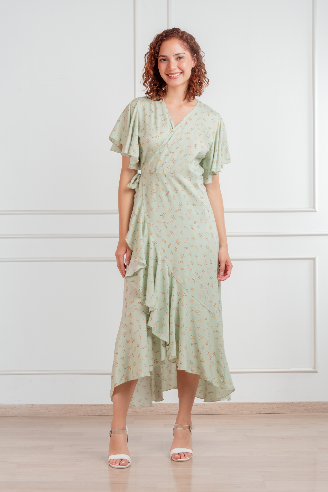 Vestido Valentina manga corta chalis