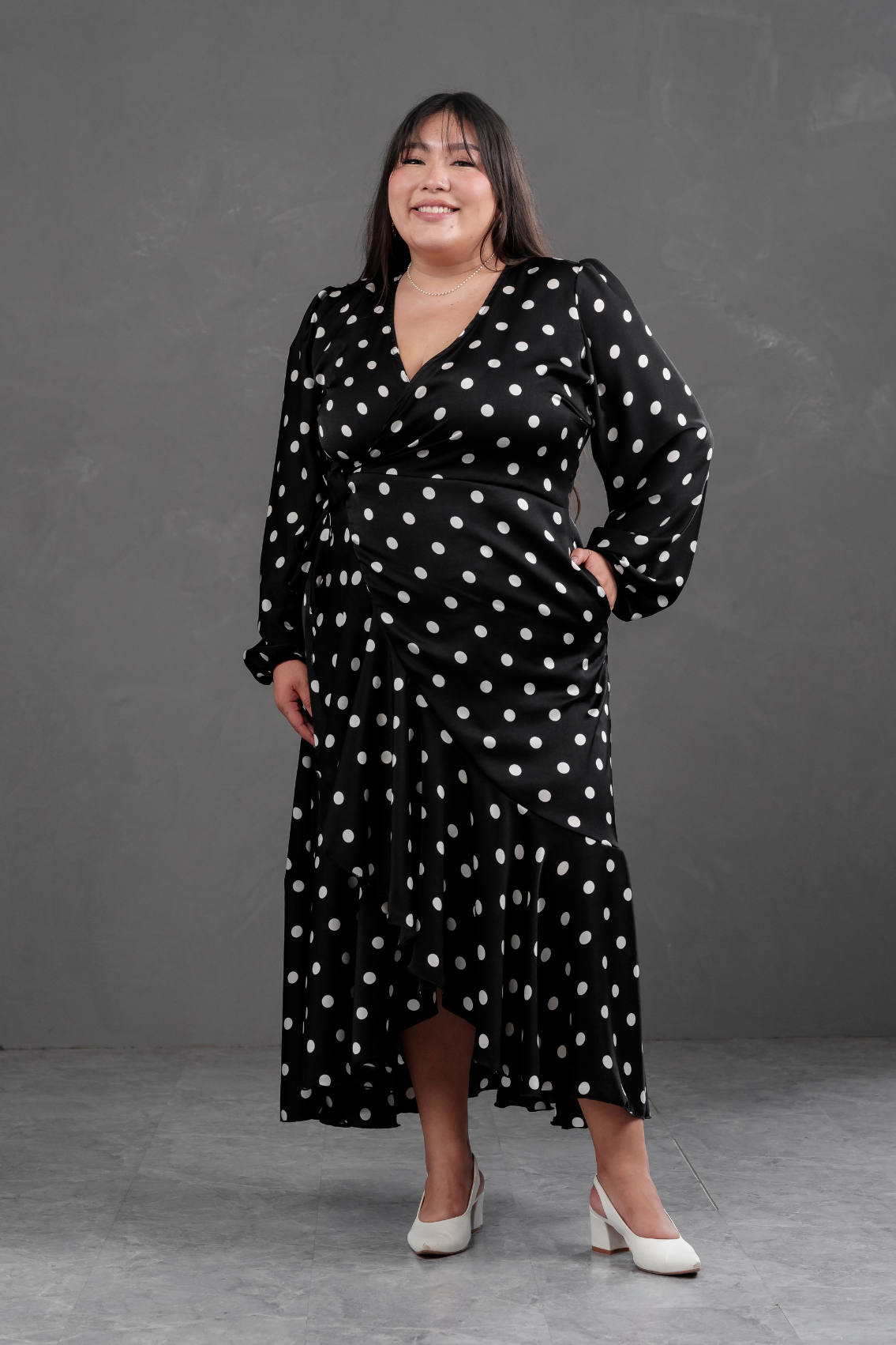 Vestido Envolvente polka dots Negro