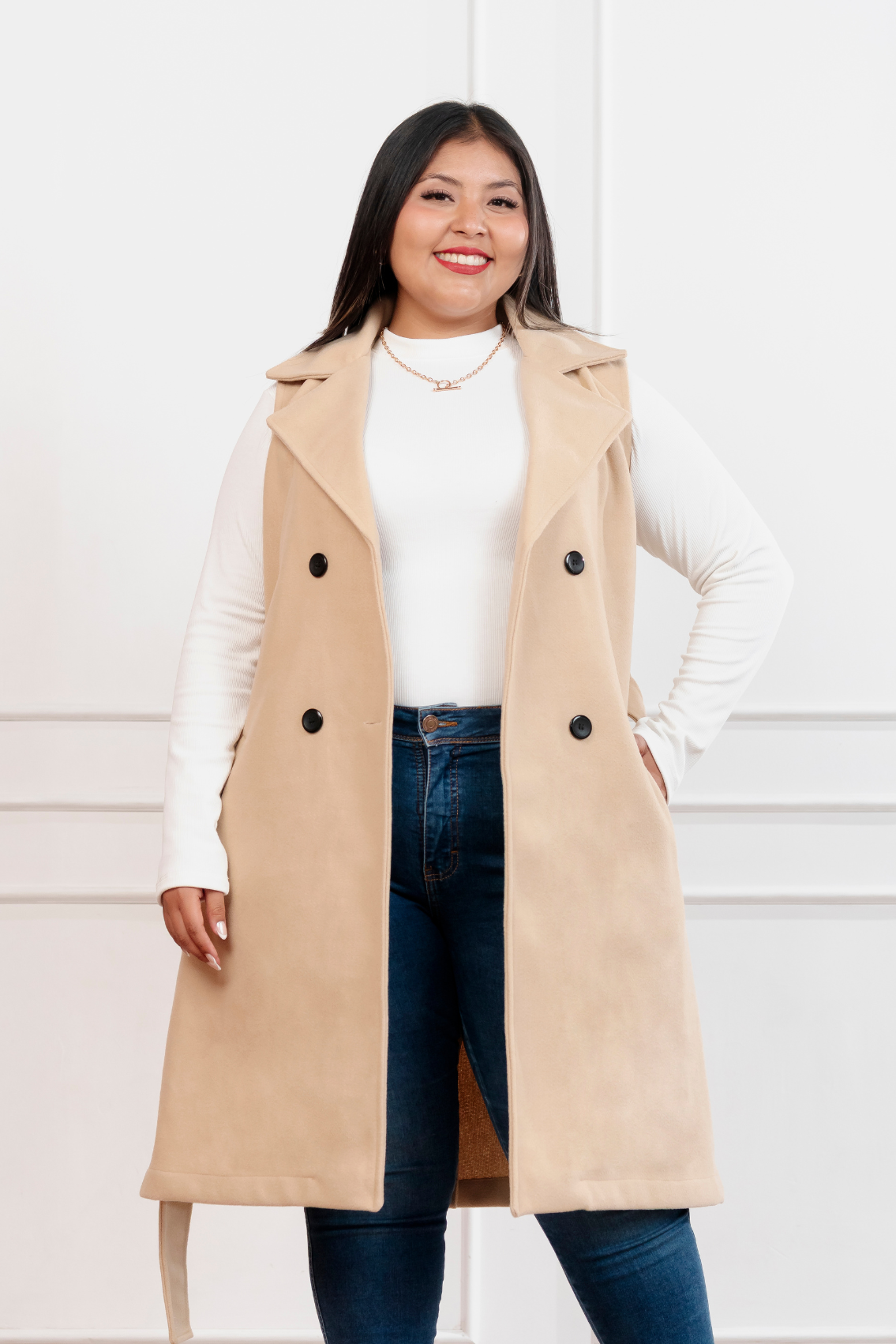Chaleco de paño Victoria beige