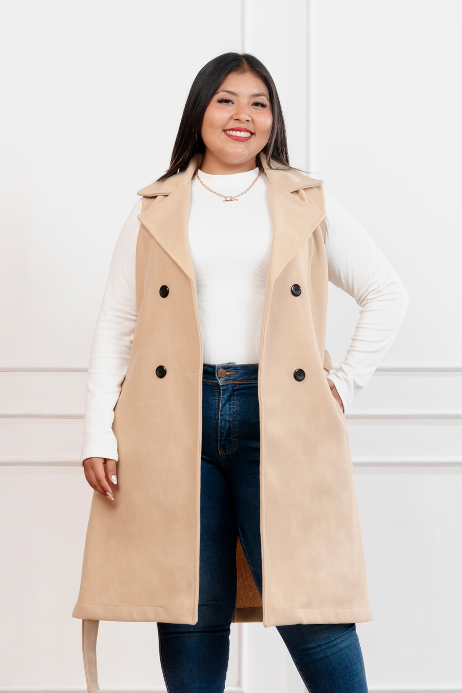 Chaleco de paño Victoria beige