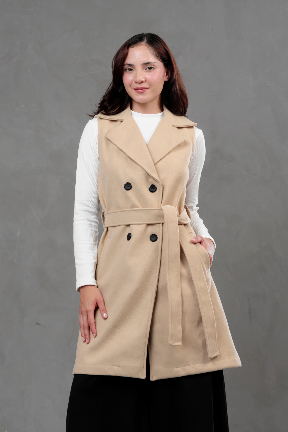Chaleco de paño Victoria beige