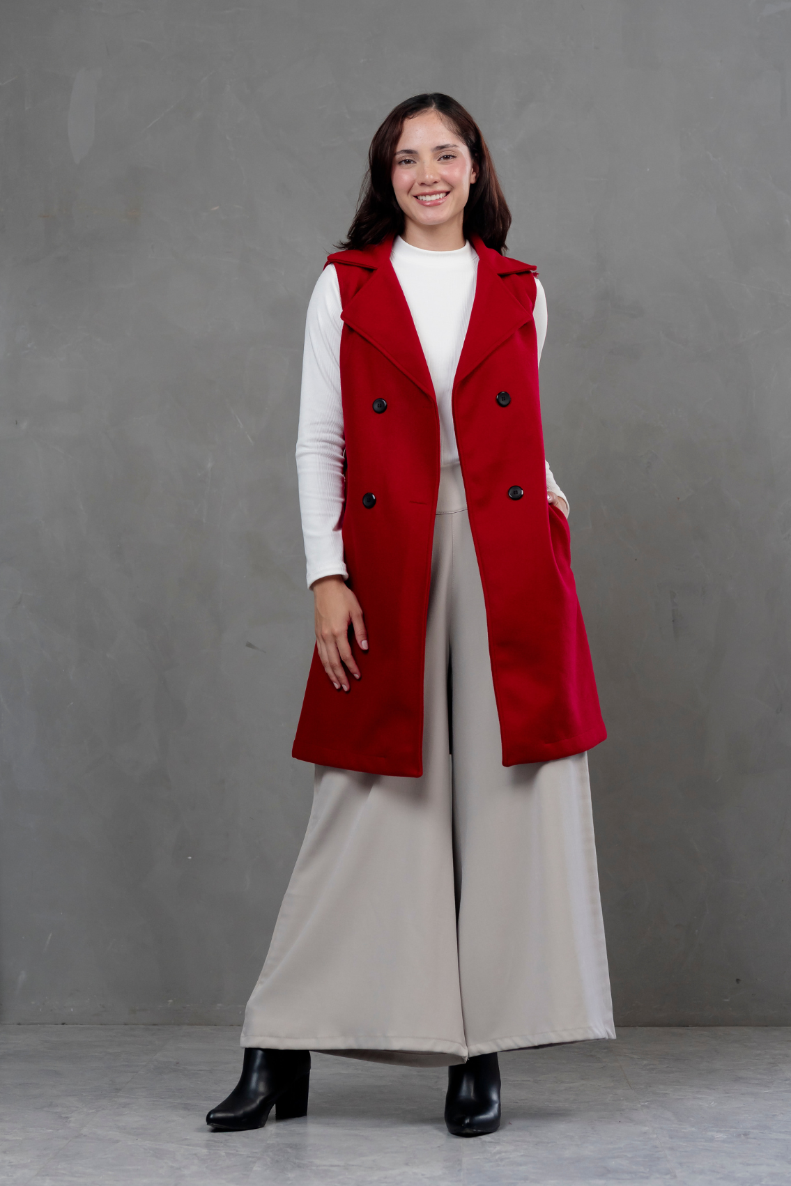 Chaleco de paño Victoria Rojo Vino