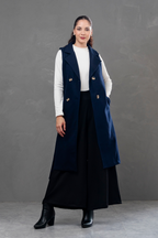 Maxi chaleco de paño Celine Azul