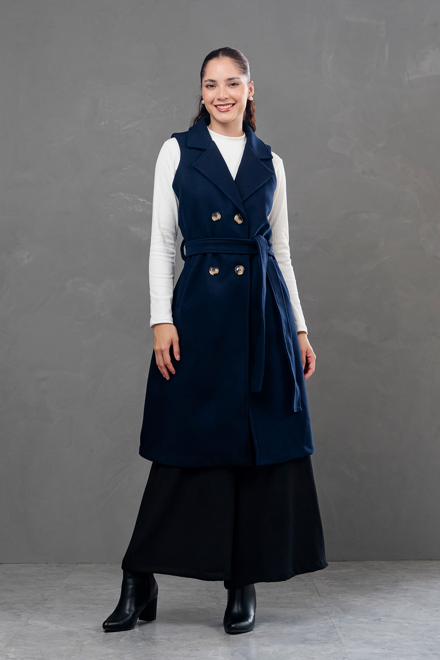 Maxi chaleco de paño Celine Azul