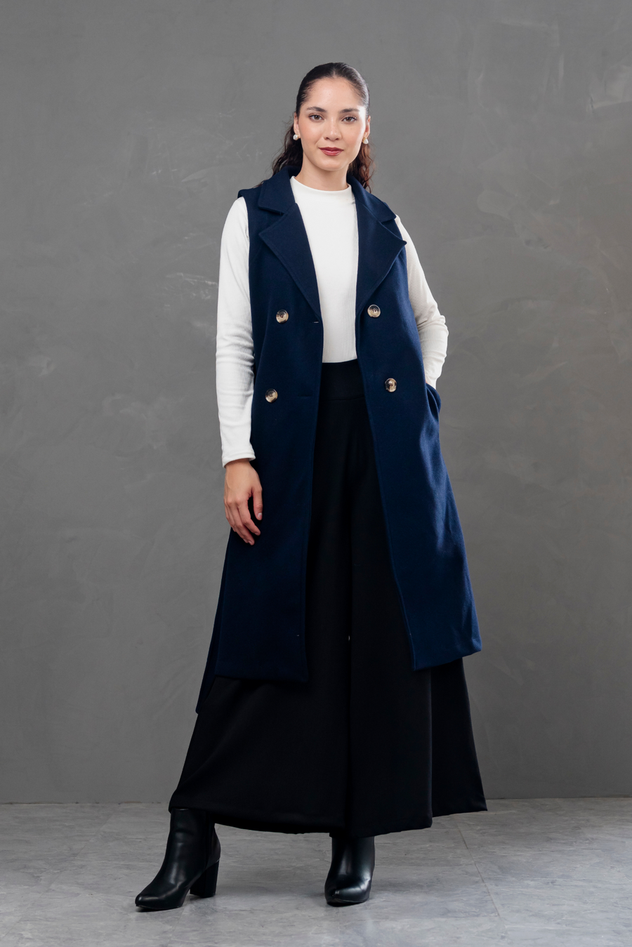 Maxi chaleco de paño Celine Azul