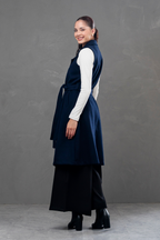 Maxi chaleco de paño Celine Azul