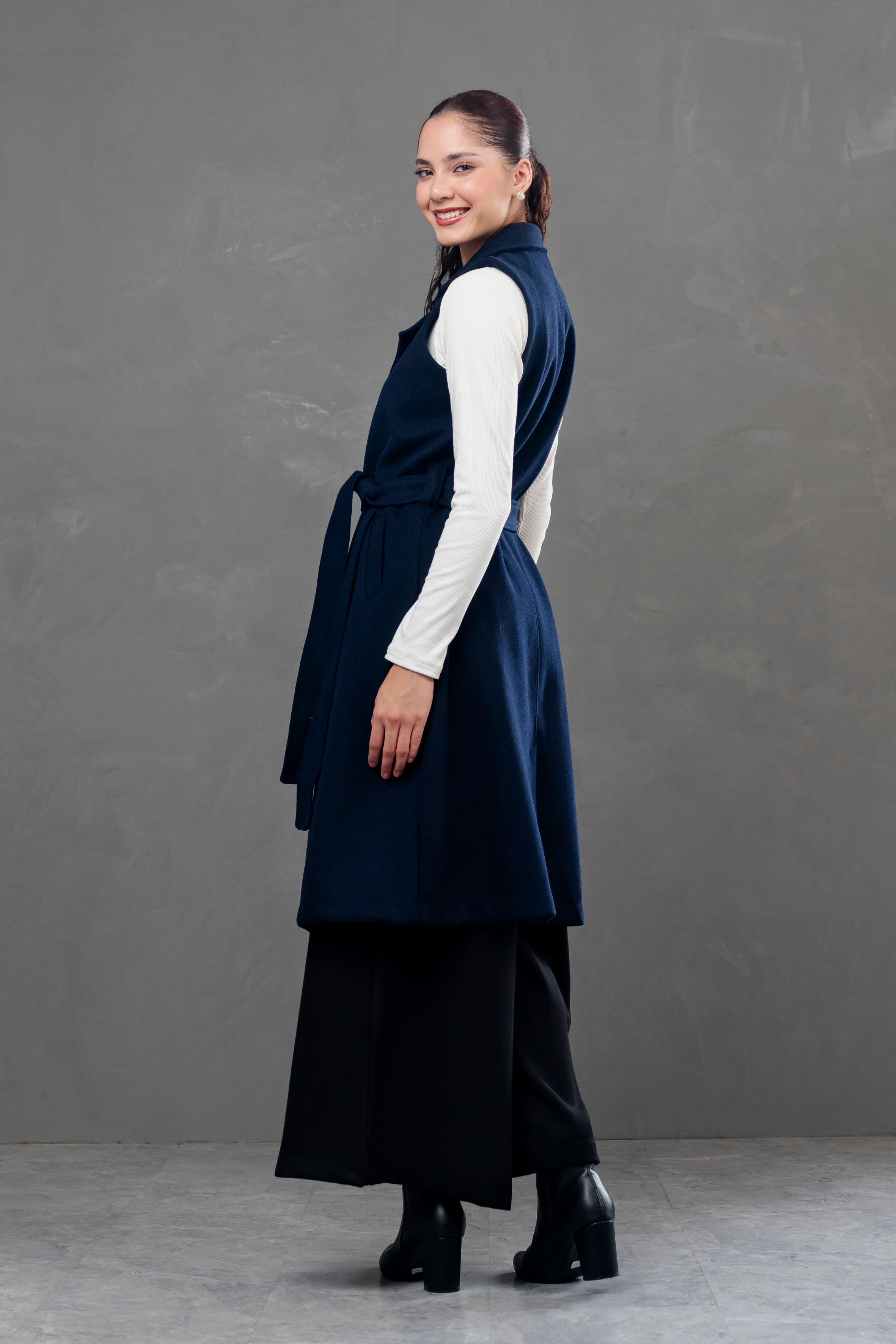 Maxi chaleco de paño Celine Azul