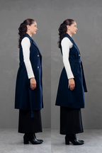 Maxi chaleco de paño Celine Azul