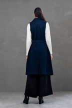 Maxi chaleco de paño Celine Azul