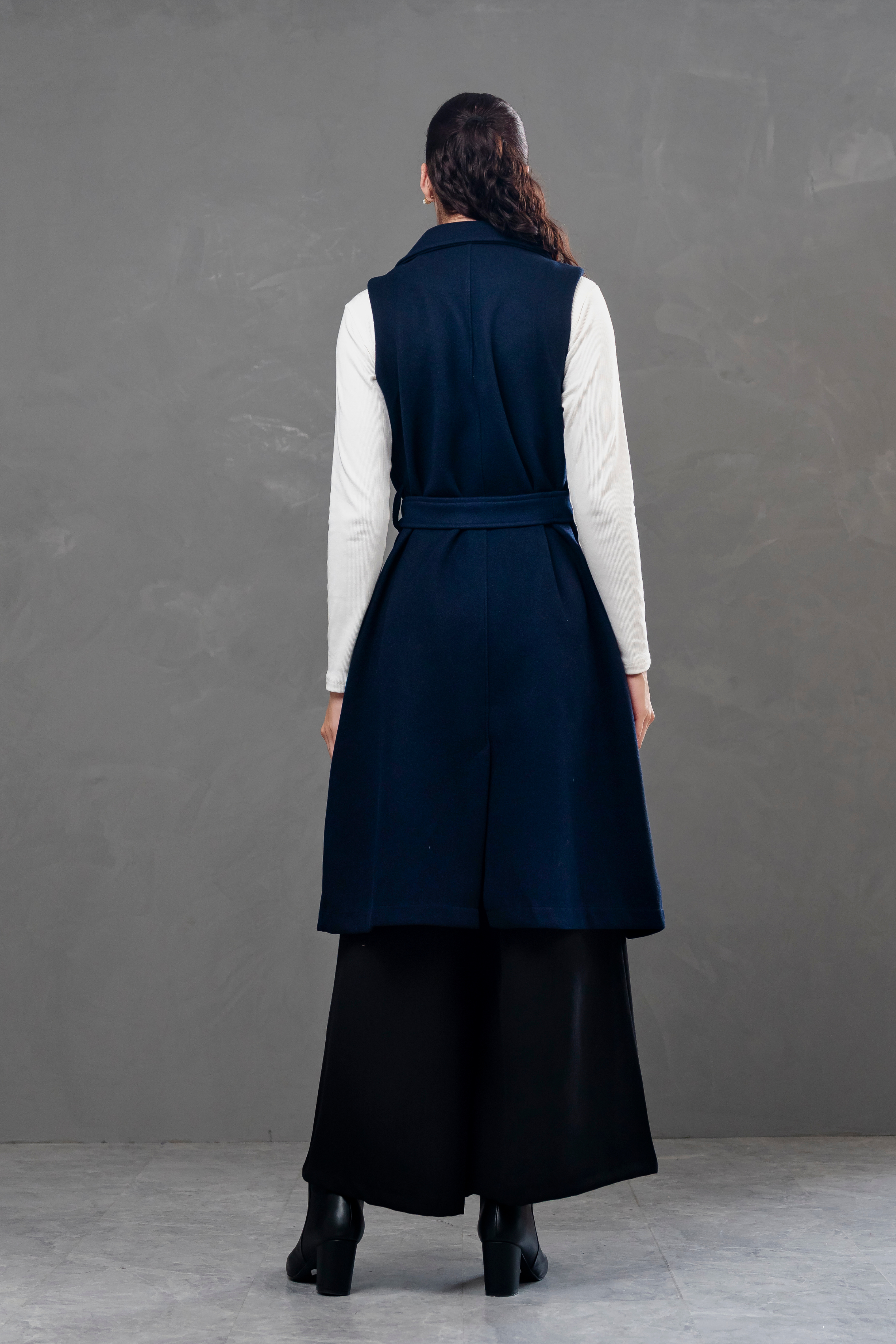 Maxi chaleco de paño Celine Azul