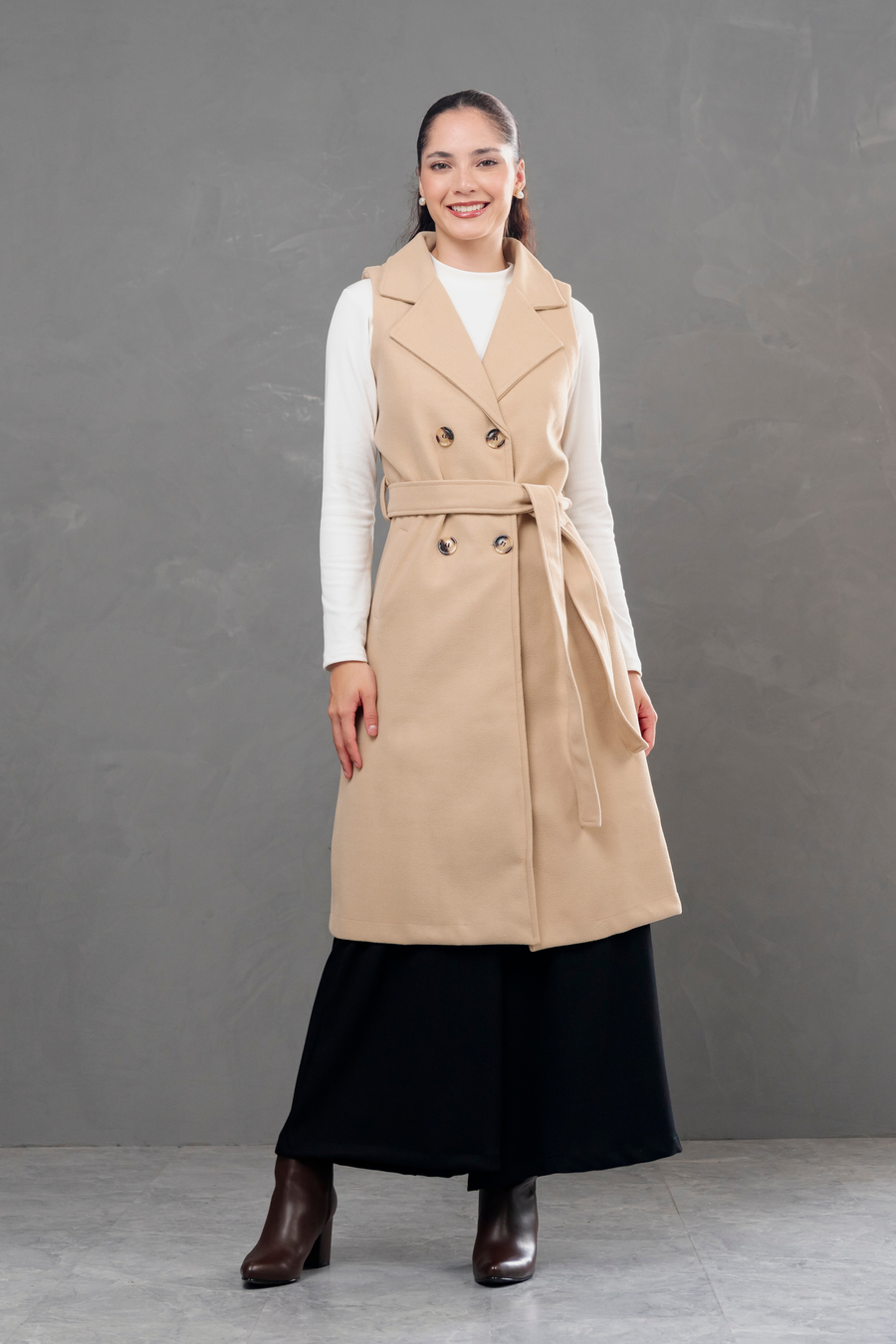 Maxi chaleco de paño Celine Beige