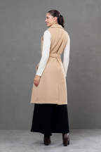 Maxi chaleco de paño Celine Beige