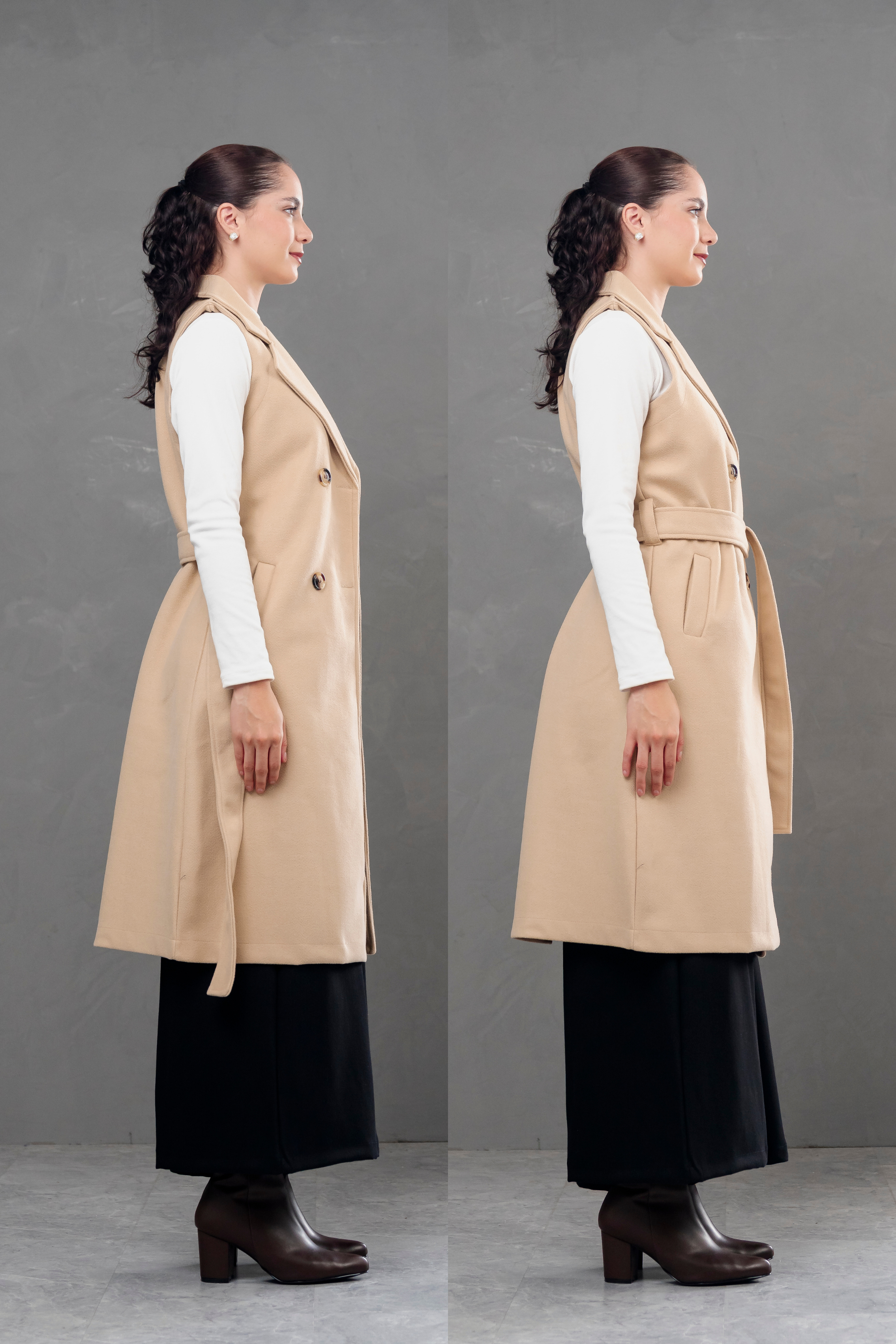 Maxi chaleco de paño Celine Beige