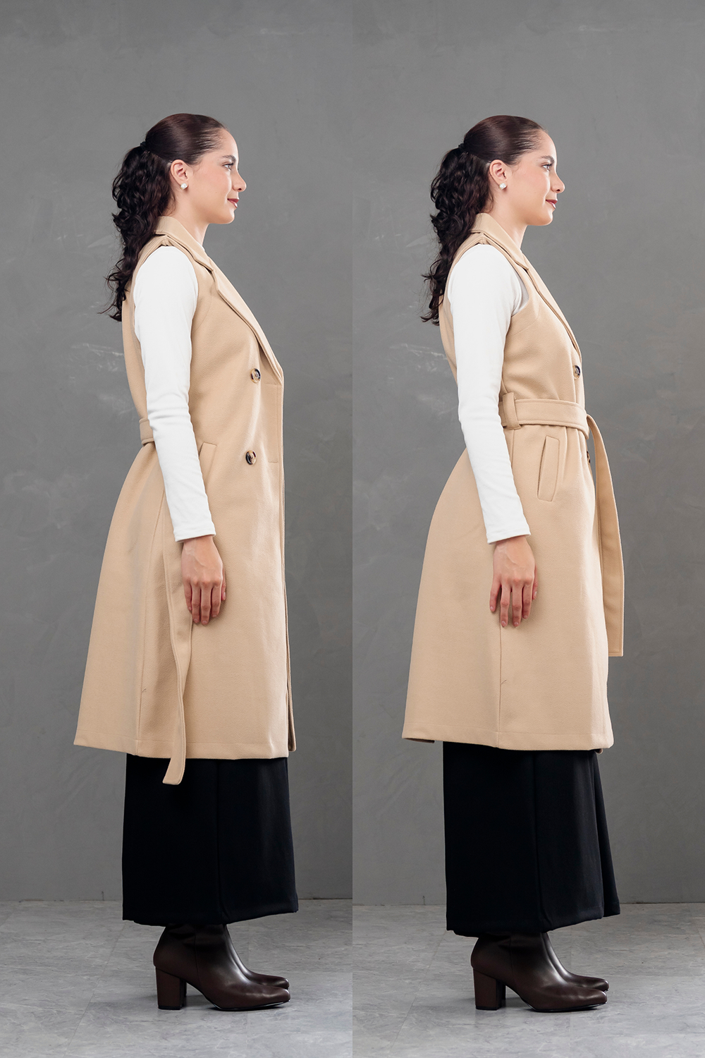 Maxi chaleco de paño Celine Beige