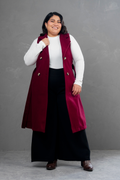 Maxi chaleco de paño Celine Borgoña