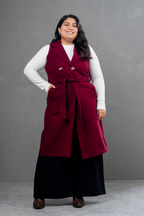 Maxi chaleco de paño Celine Borgoña