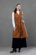 Maxi chaleco de paño Celine Camel