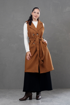Maxi chaleco de paño Celine Camel