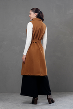 Maxi chaleco de paño Celine Camel