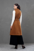 Maxi chaleco de paño Celine Camel