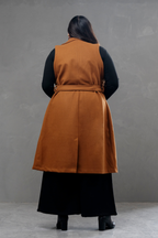 Maxi chaleco de paño Celine Camel