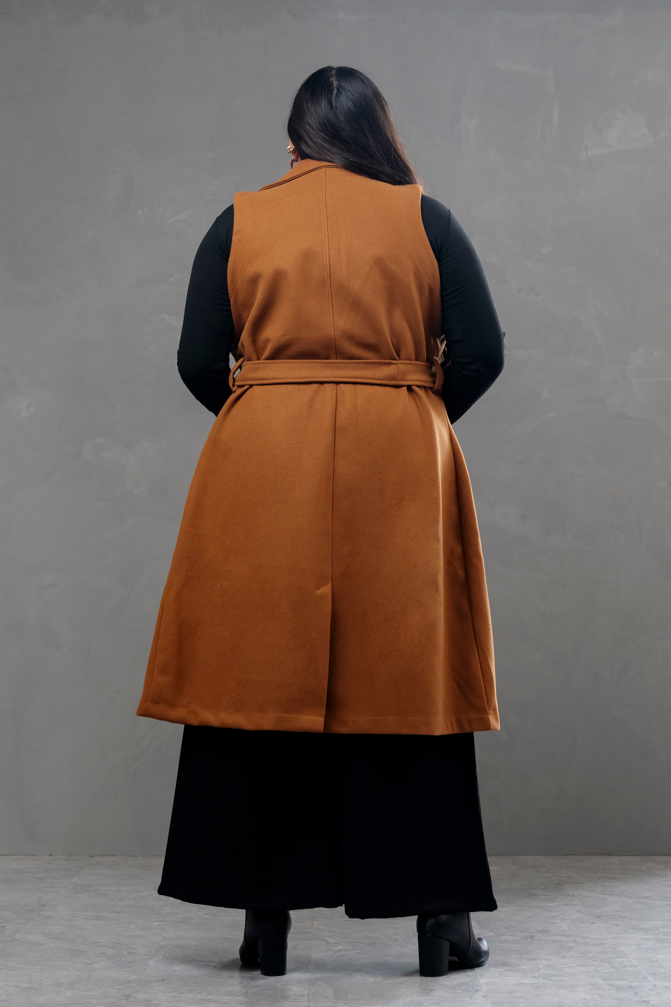 Maxi chaleco de paño Celine Camel