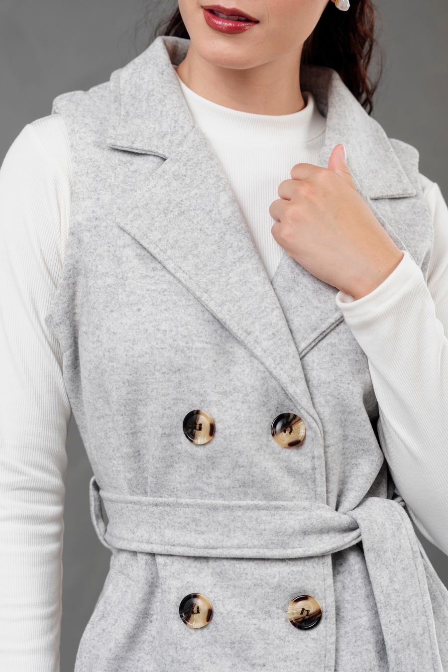 Maxi chaleco de paño Celine Gris