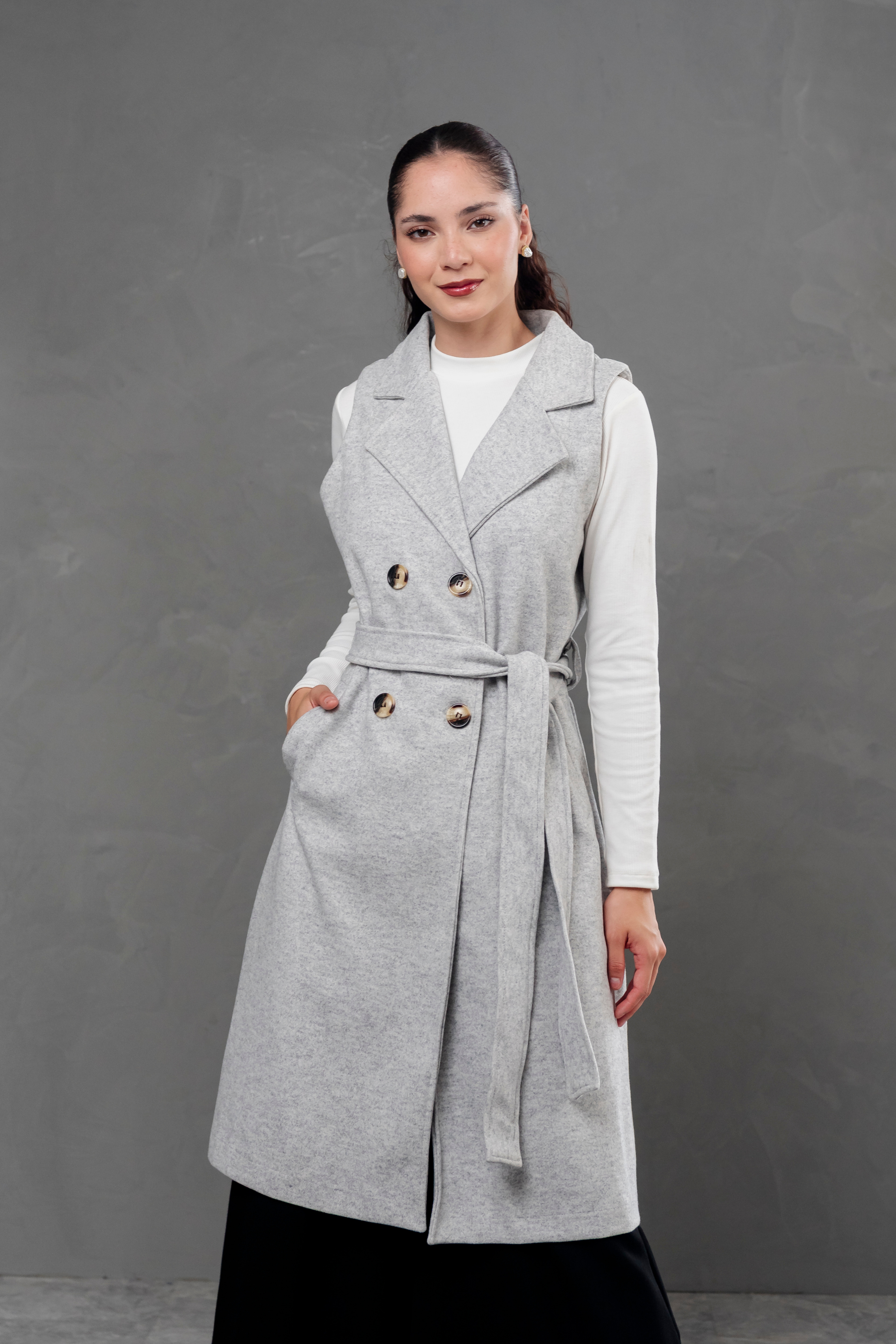 Maxi chaleco de paño Celine Gris