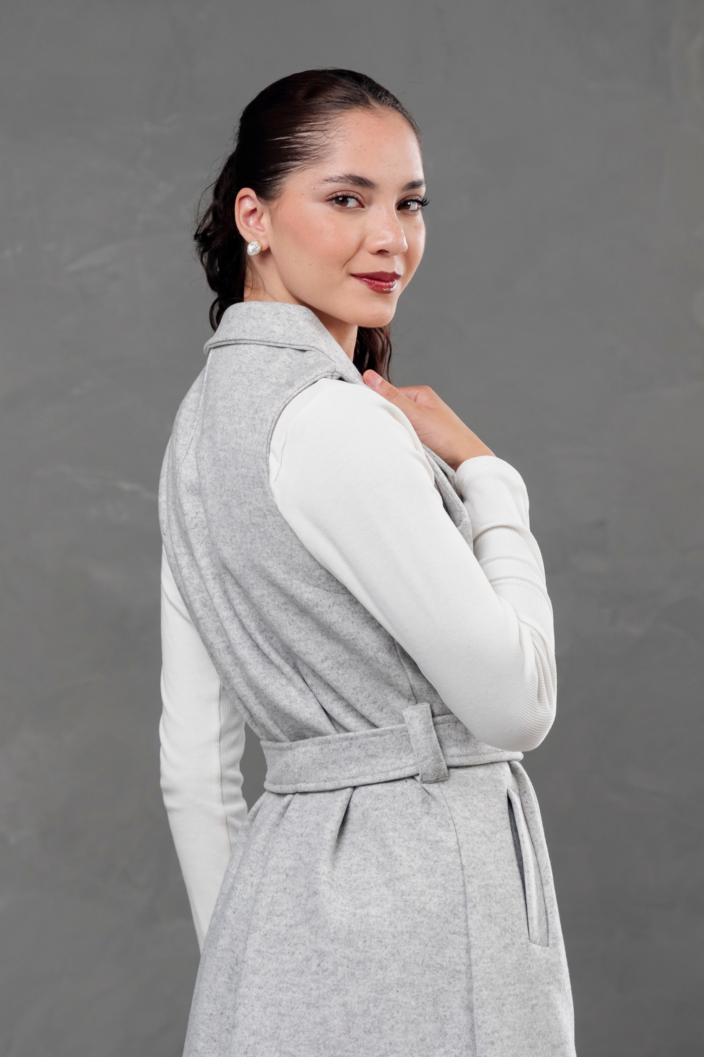Maxi chaleco de paño Celine Gris