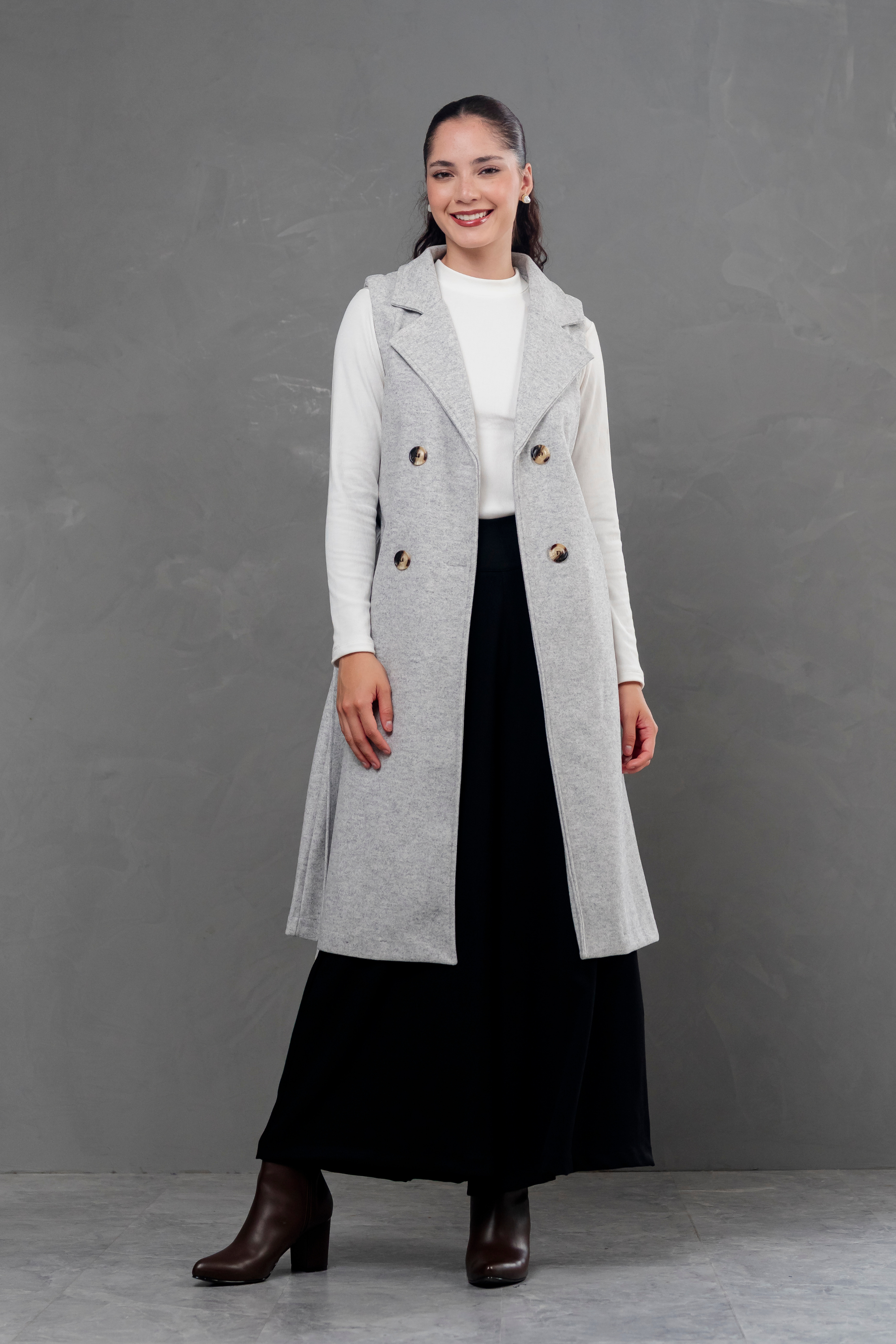 Maxi chaleco de paño Celine Gris