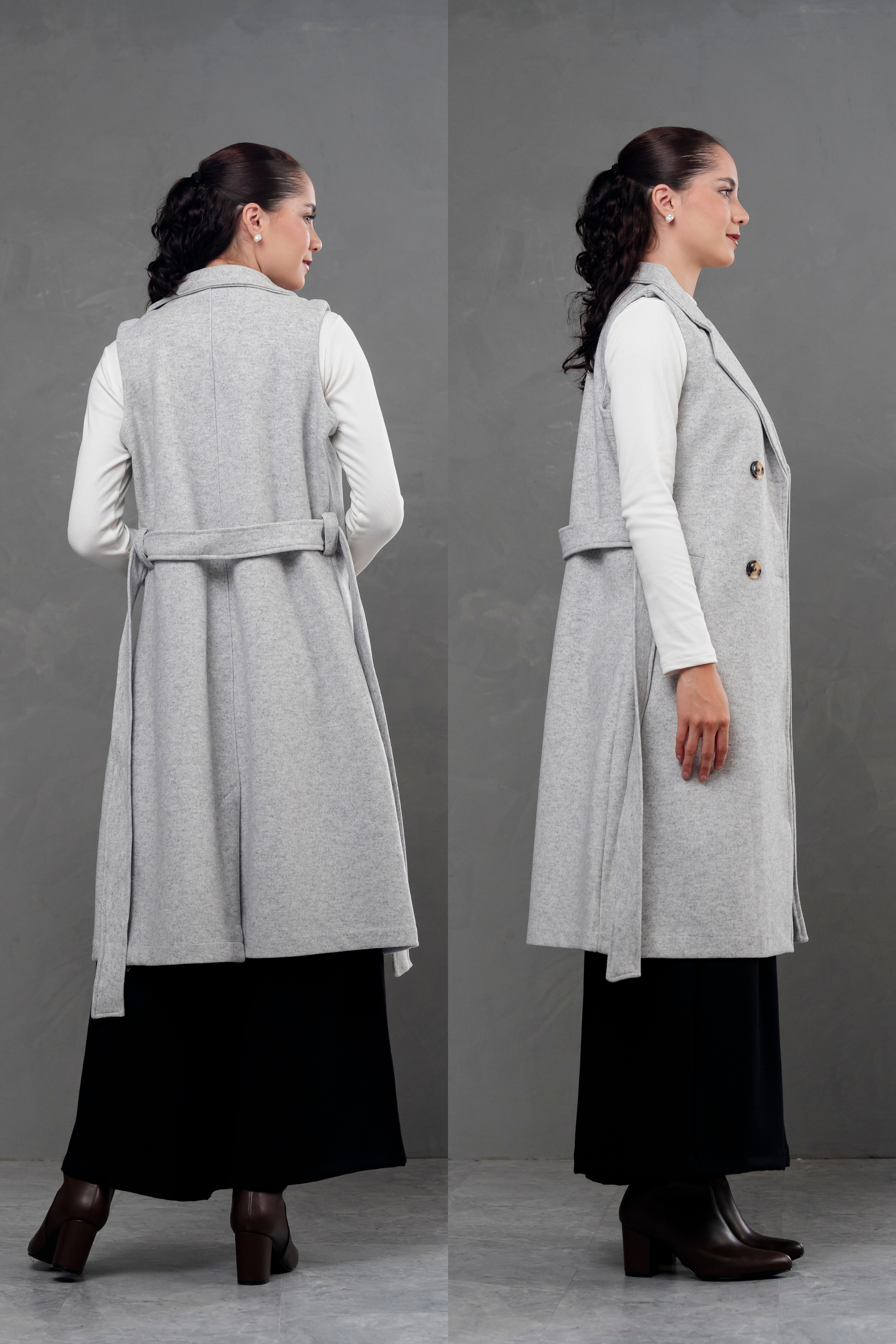 Maxi chaleco de paño Celine Gris
