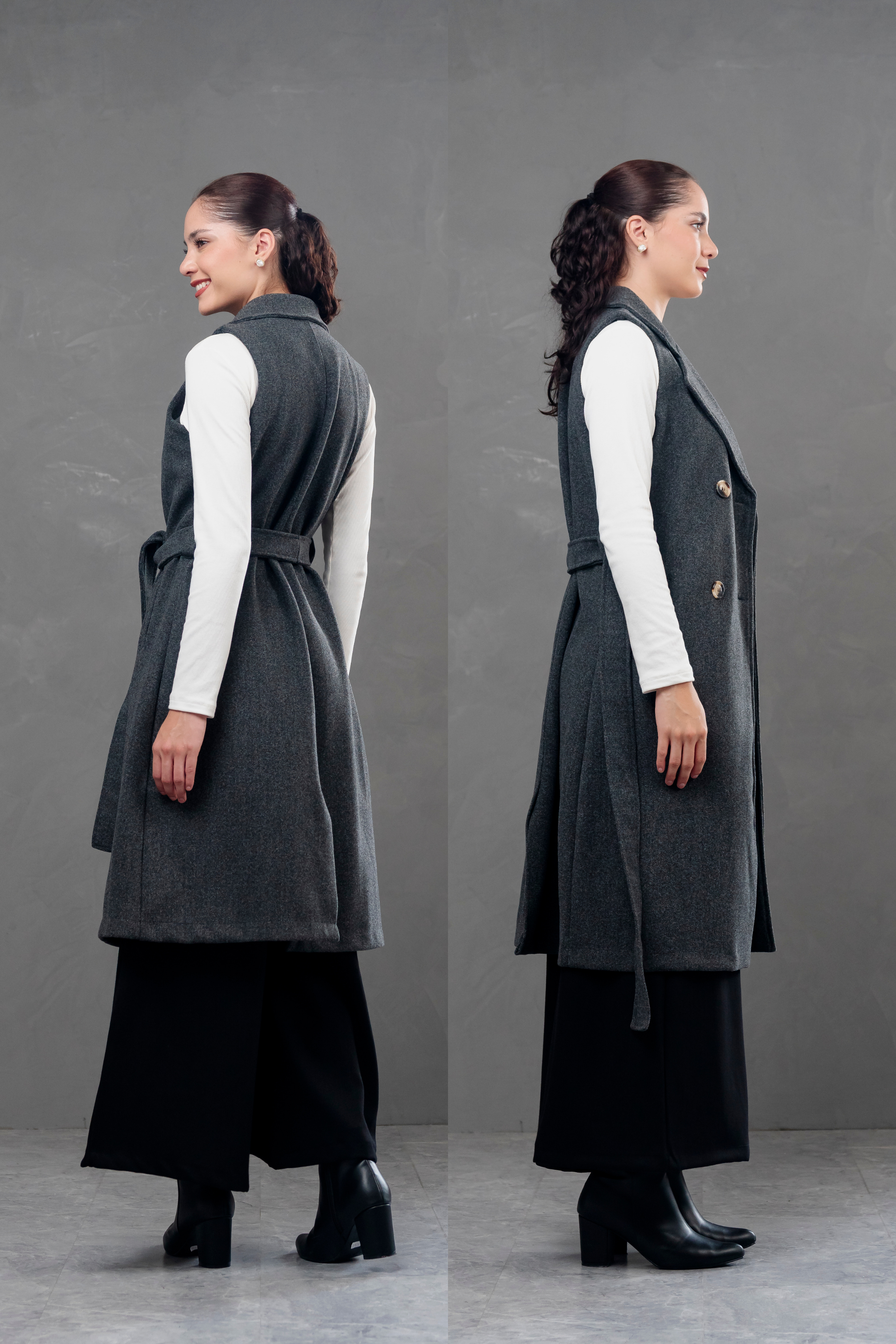 Maxi chaleco de paño Celine Gris