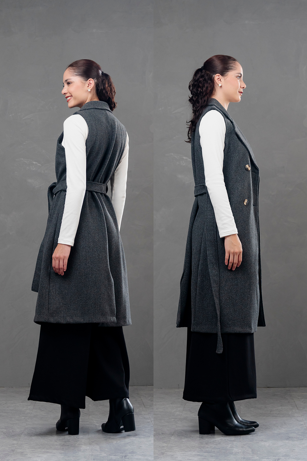 Maxi chaleco de paño Celine Gris