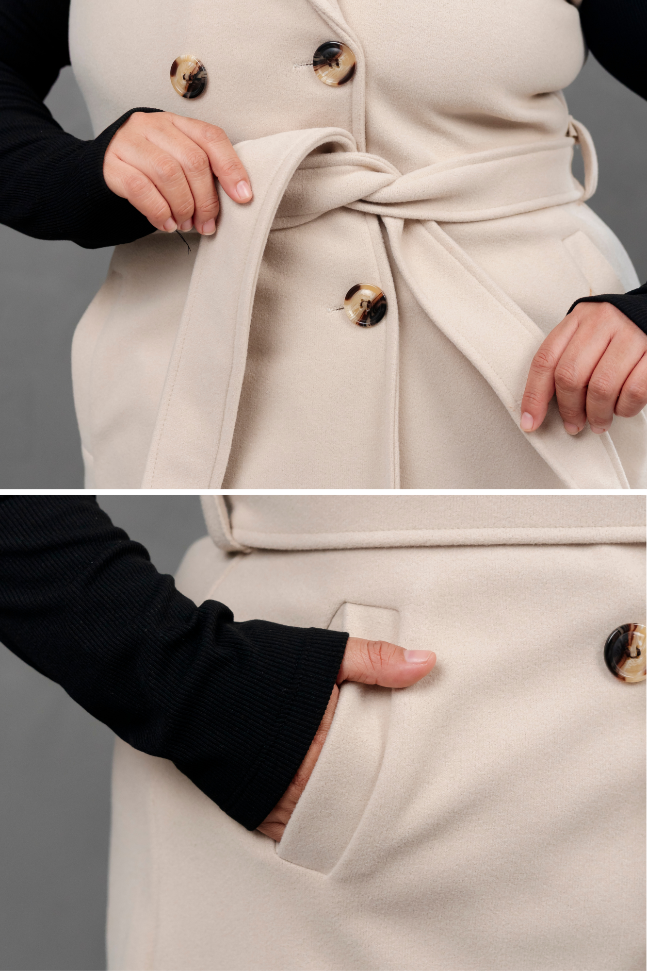 Maxi chaleco de paño Celine Hueso