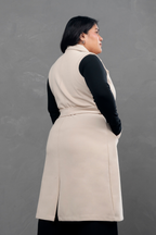 Maxi chaleco de paño Celine Hueso