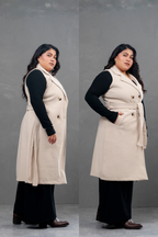 Maxi chaleco de paño Celine Hueso