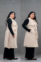 Maxi chaleco de paño Celine Hueso