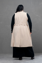 Maxi chaleco de paño Celine Hueso