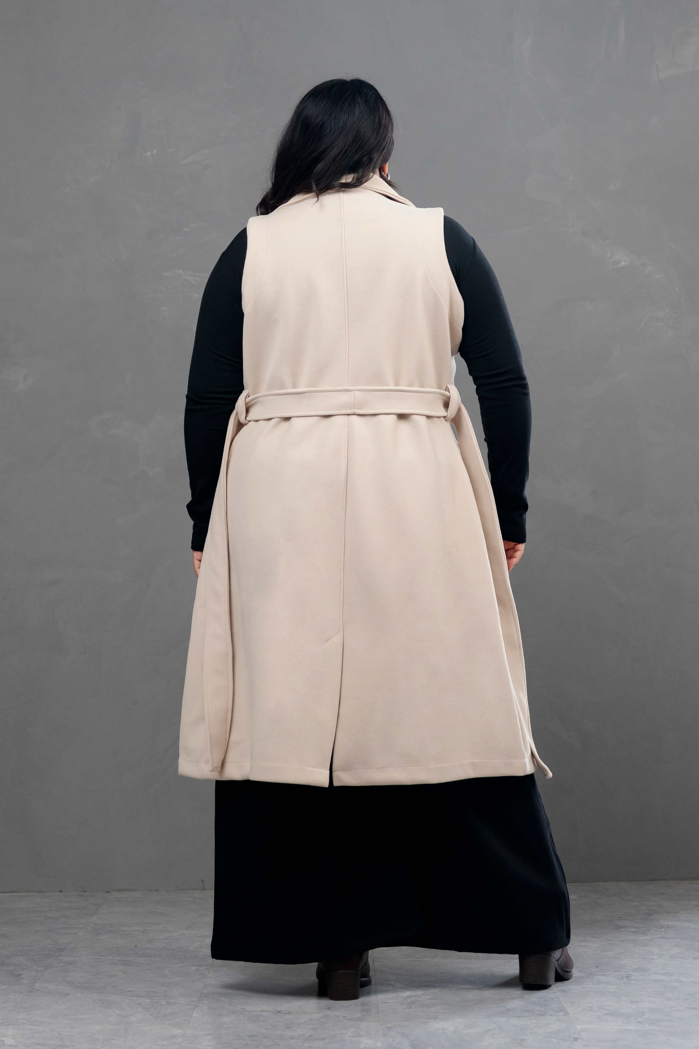 Maxi chaleco de paño Celine Hueso