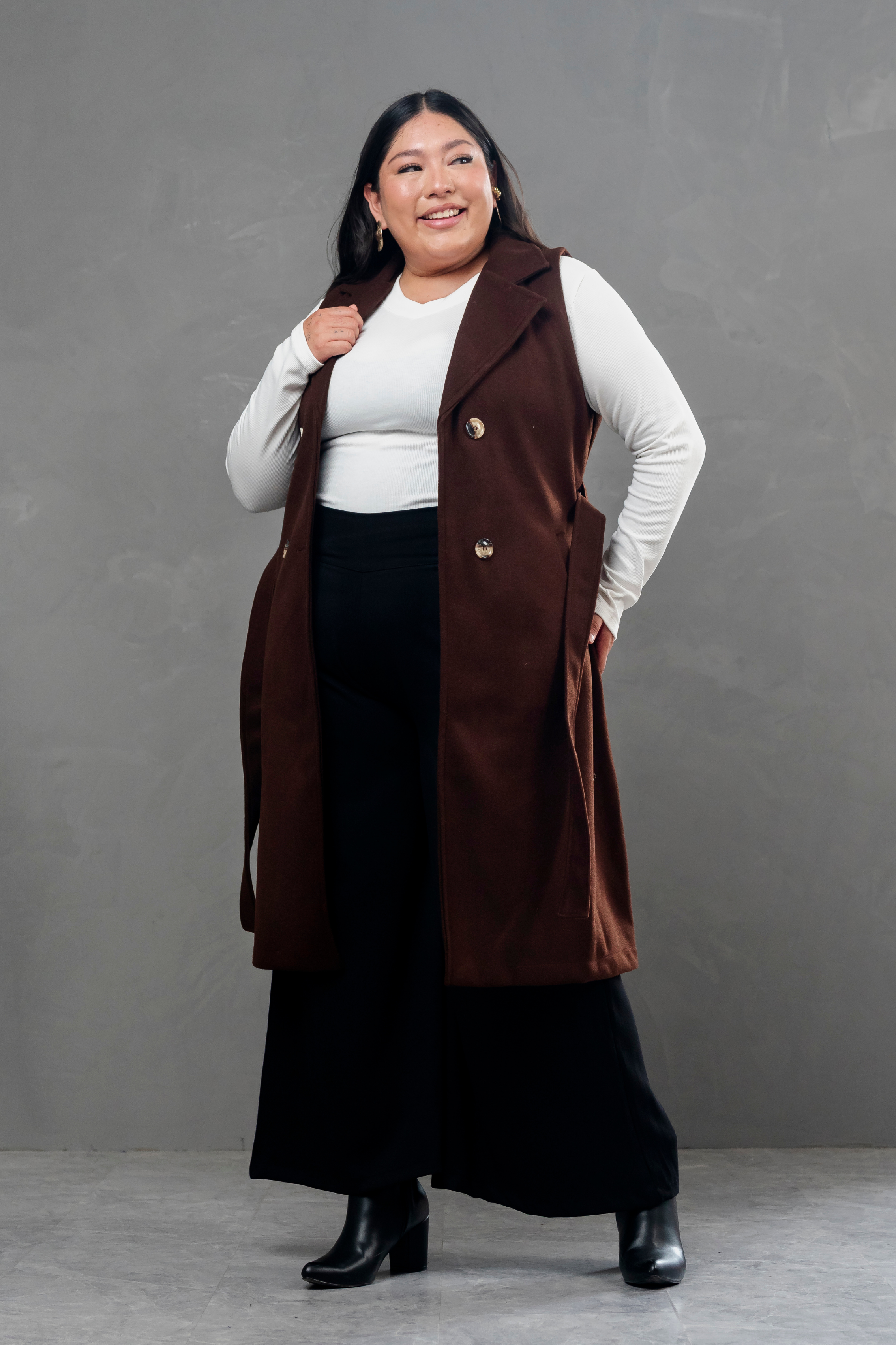 Maxi chaleco de paño Celine Marron