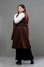 Maxi chaleco de paño Celine Marron