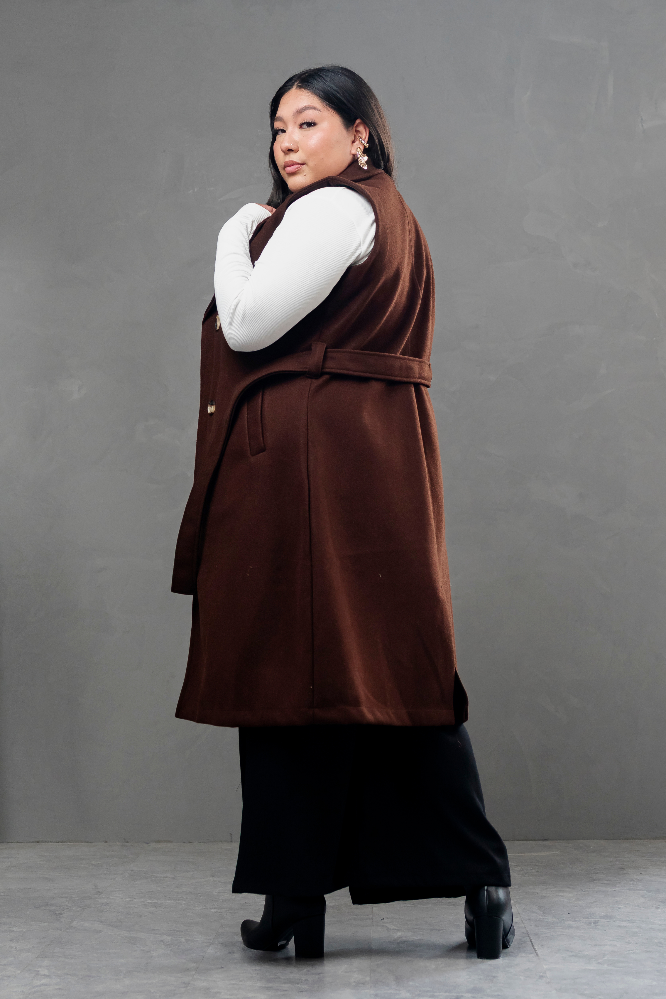 Maxi chaleco de paño Celine Marron