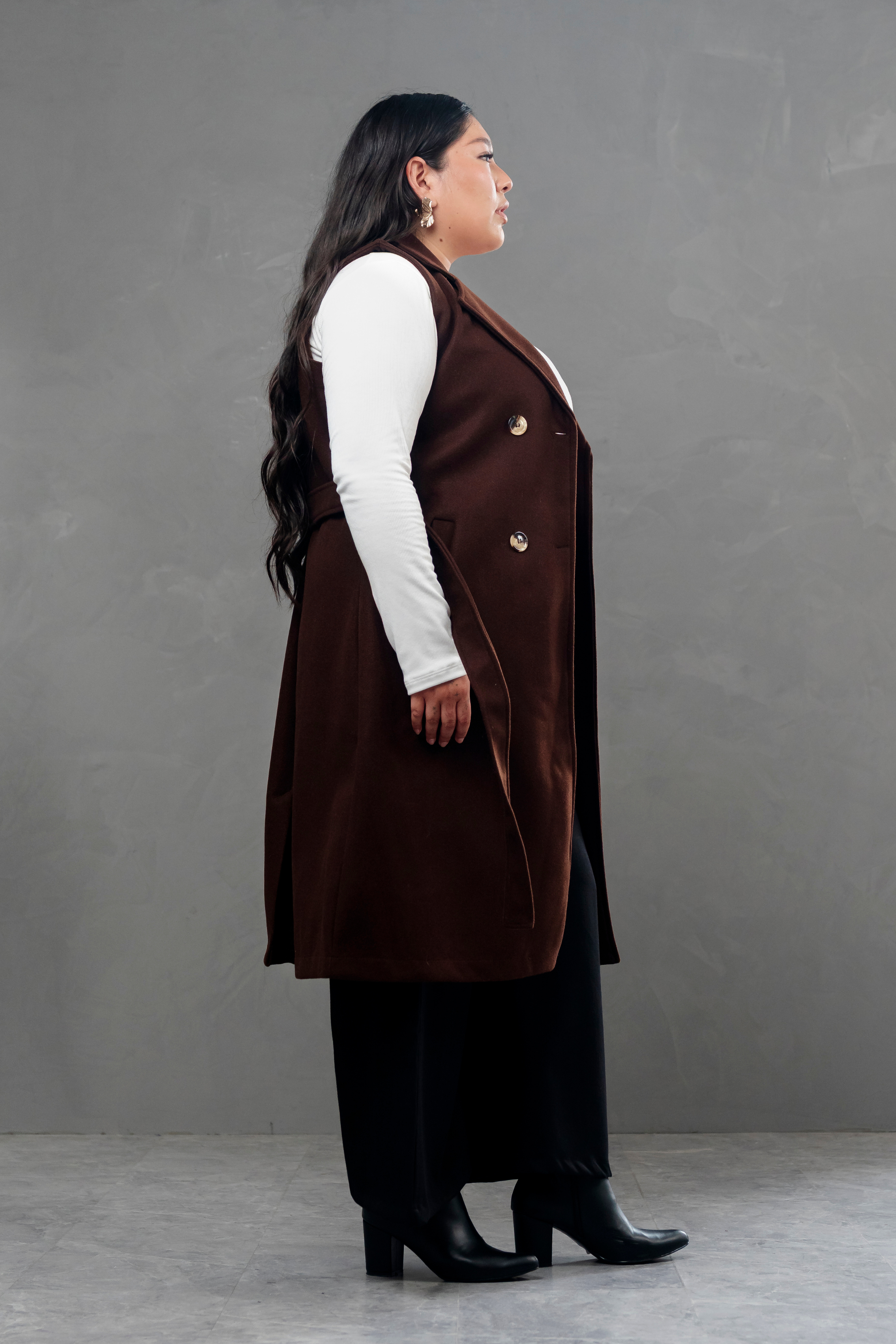 Maxi chaleco de paño Celine Marron